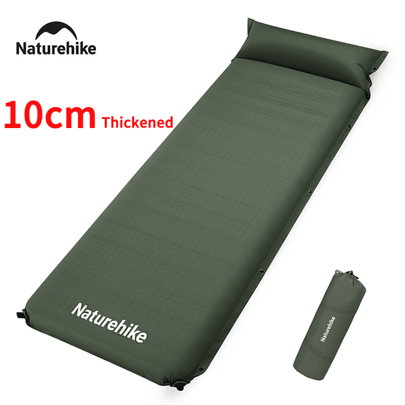 Outdoor Inflatable Camping Tent With Air Pump - Naturehike-キャンプ用の自己膨張式マットレス,厚いダブルエアスリーピングベッド,折りたたみ式,10cm,2024