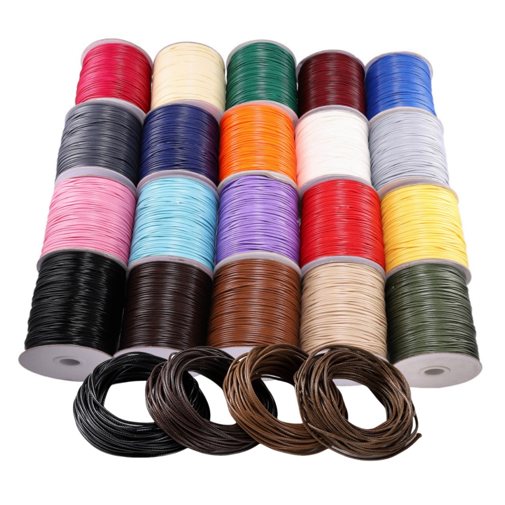 Paracord Bracelet - 10 メートル/ロット 0.5-2.5 ミリメートルレザーラインワックスコード綿糸ストリングストラップネックレスロープビーズブレスレット DIY ジュエリー作成用品