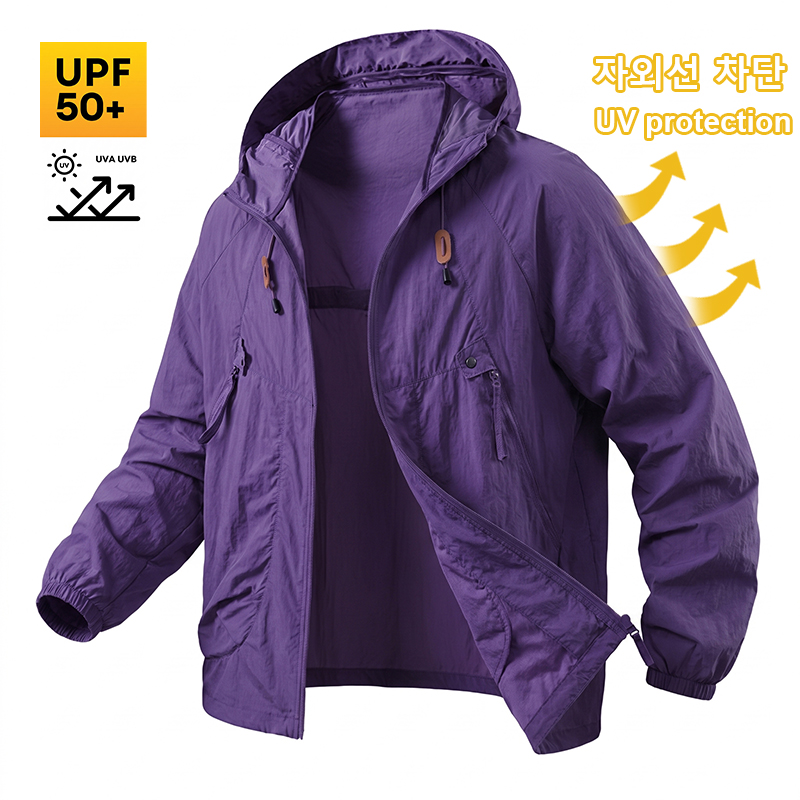Outdoor Camping Jacket - UPF50+ メンズ日焼け止めフィッシングジャケット 防水 軽量 速乾 フード付き