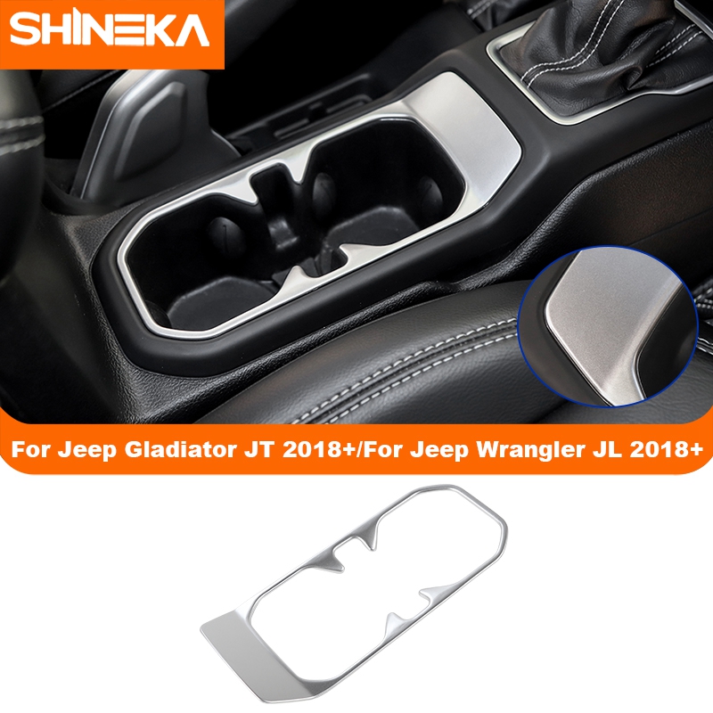 Outdoor Camping Jeep - SHINEKA 車のフロントドリンクカップホルダー装飾カバートリムステッカージープラングラー JL グラディエーター JT 2018