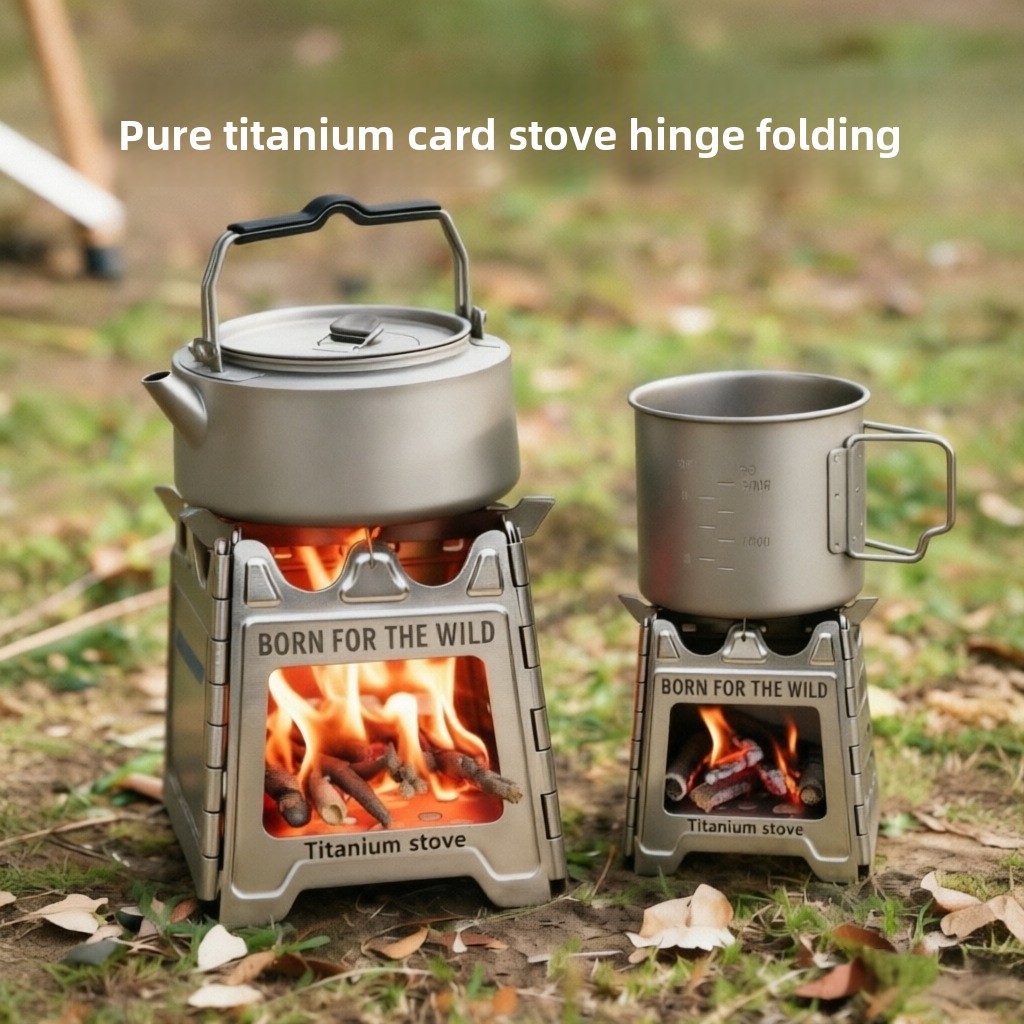 Outdoor Camping Wood Stove - TiForge コンパクト折りたたみ式チタン製ウッドストーブ アウトドアキャンプ用調理器具 ピクニック用薪ストーブ キャンプアクセサリーおよび装備