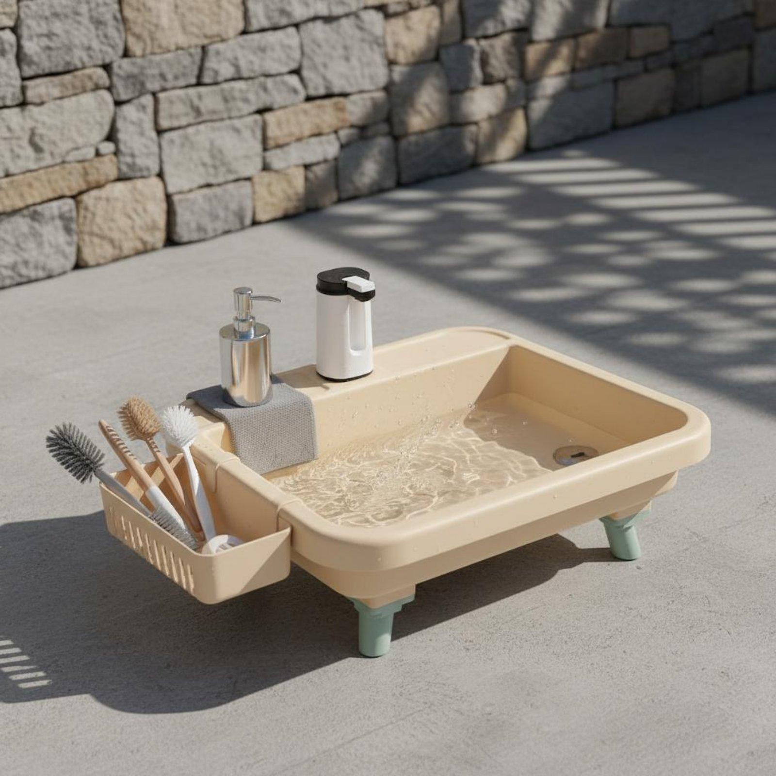 Outdoor Camp - 屋外用洗面器 ポータブル高圧洗浄機 シングルボタン キャンプ用シンク 果物洗浄・手洗い用