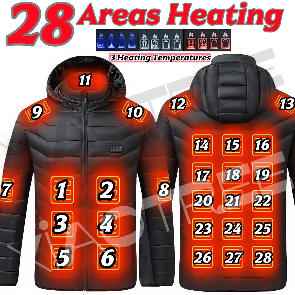 Outdoor Camping Jacket - 28 エリア男性女性用加熱ジャケット冬 USB 加熱ジャケットスマート加熱服スキーキャンプ防水暖かい自己加熱