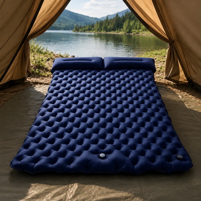 Outdoor Inflatable Camping Tent With Air Pump - ポータブルダブルエアマットレス、軽量折りたたみ式スリーピングパッド、キャンプやアウトドア旅行に最適