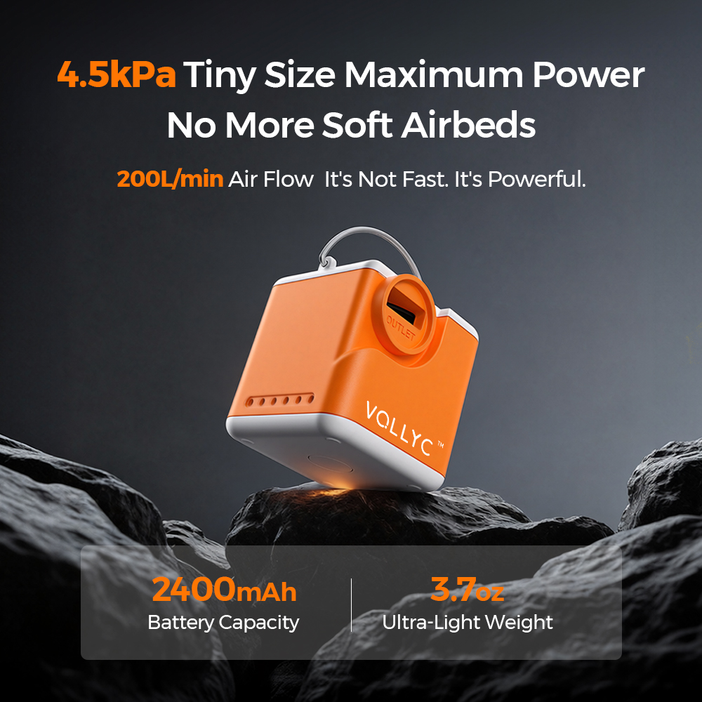 Outdoor Inflatable Camping Tent With Air Pump - VOLLYC 電動エアポンプ、NANO PUMP 5、超軽量ポータブルエアポンプ充電式、エアマットレス、真空バッグ、キャンプに最適