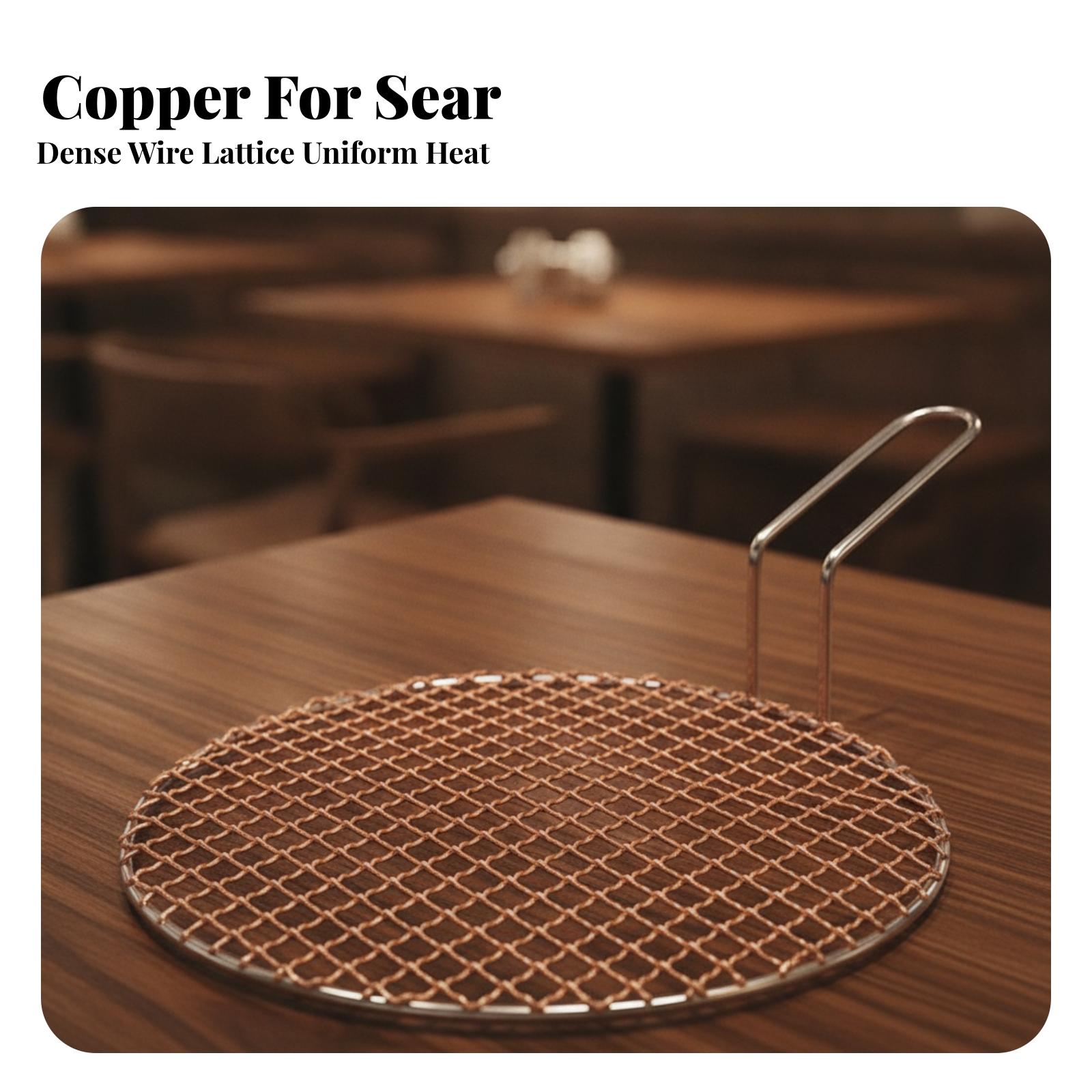 持ち手付きポータブル銅メッシュ丸型グリルスクリーン、炭火バー - Outdoor Camping Grill のレビューと価格