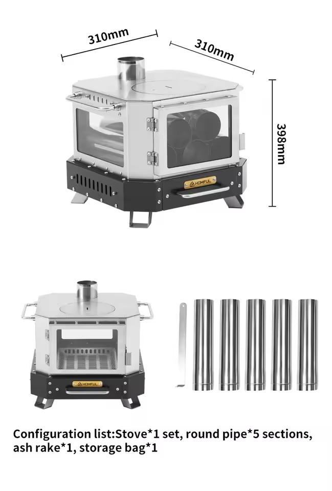 HOMFUL ポータブル薪ストーブ 家庭用暖房 薪焚き式 ポ - Outdoor Camping Wood Stove のレビューと価格