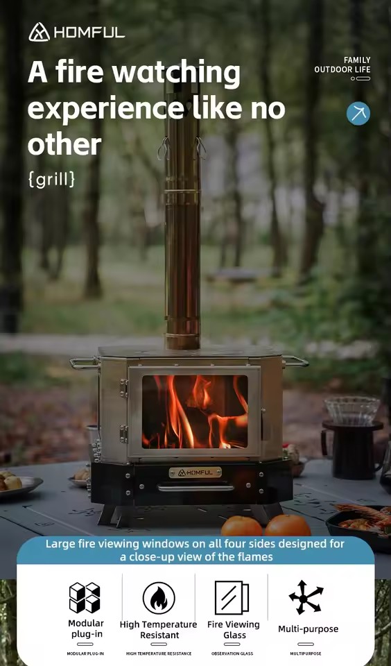 HOMFUL ポータブル薪ストーブ 家庭用暖房 薪焚き式 ポ - Outdoor Camping Wood Stove のレビューと価格