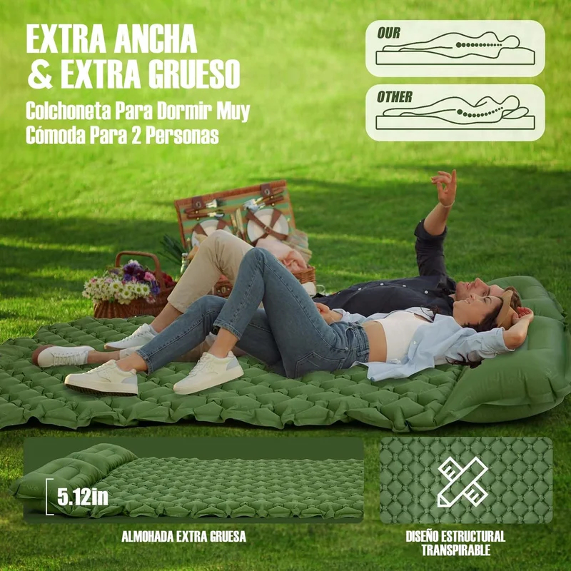 ホットアウトドアキャンプ用ダブルエアマットレス超ワイド寝袋マ - Outdoor Inflatable Camping Tent With Air Pump のレビューと価格