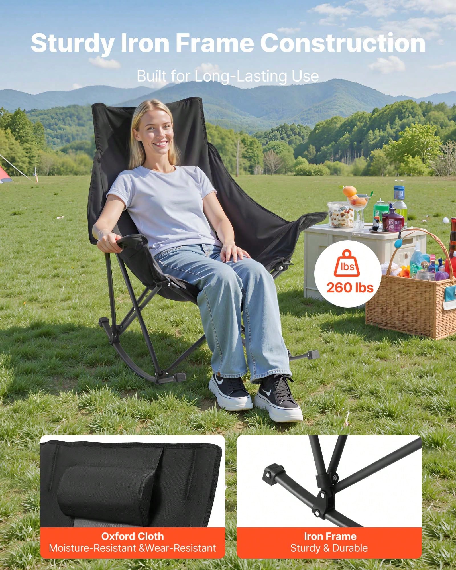 ロッキングキャンプチェア、持ち運び可能な折りたたみ式ロッキン - Outdoor Camping Rocking Chair のレビューと価格