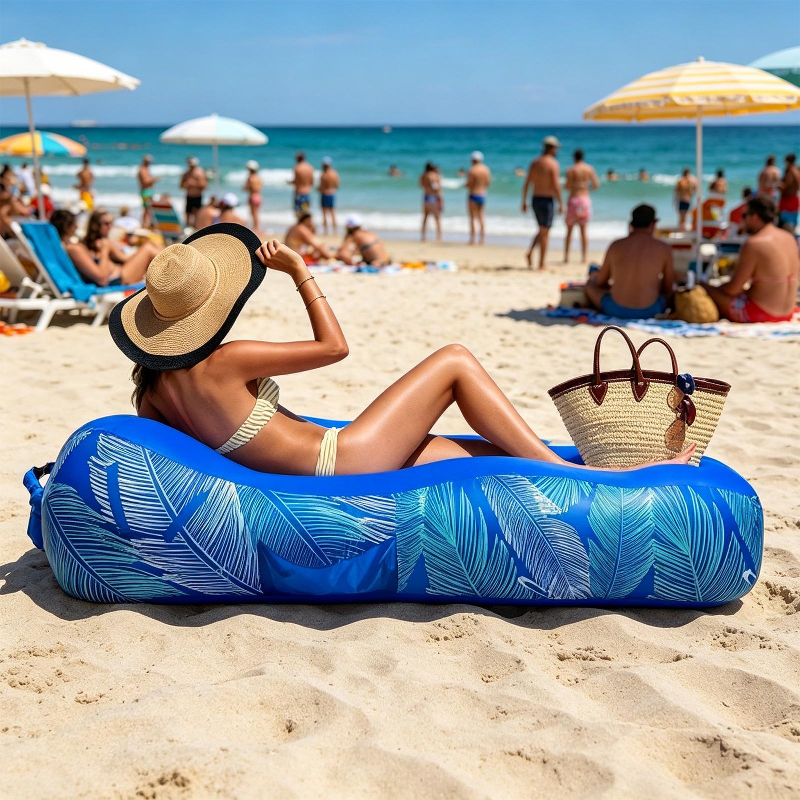 サンシェード付きインフレータブルラウンジャー、ポータブルビー - Outdoor Camping Canopy のレビューと価格