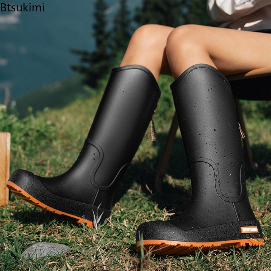 新しい女性のレインシューズ防水ハイチューブブーツファッション - Outdoor Camping Youtube のレビューと価格