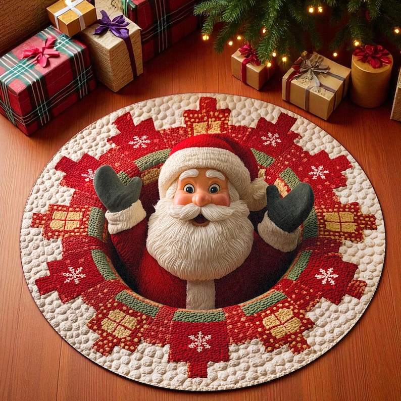 クリスマス サンタクロース ラウンド ドアマット、ウェルカム - Outdoor Camping Decor Ideas のレビューと価格