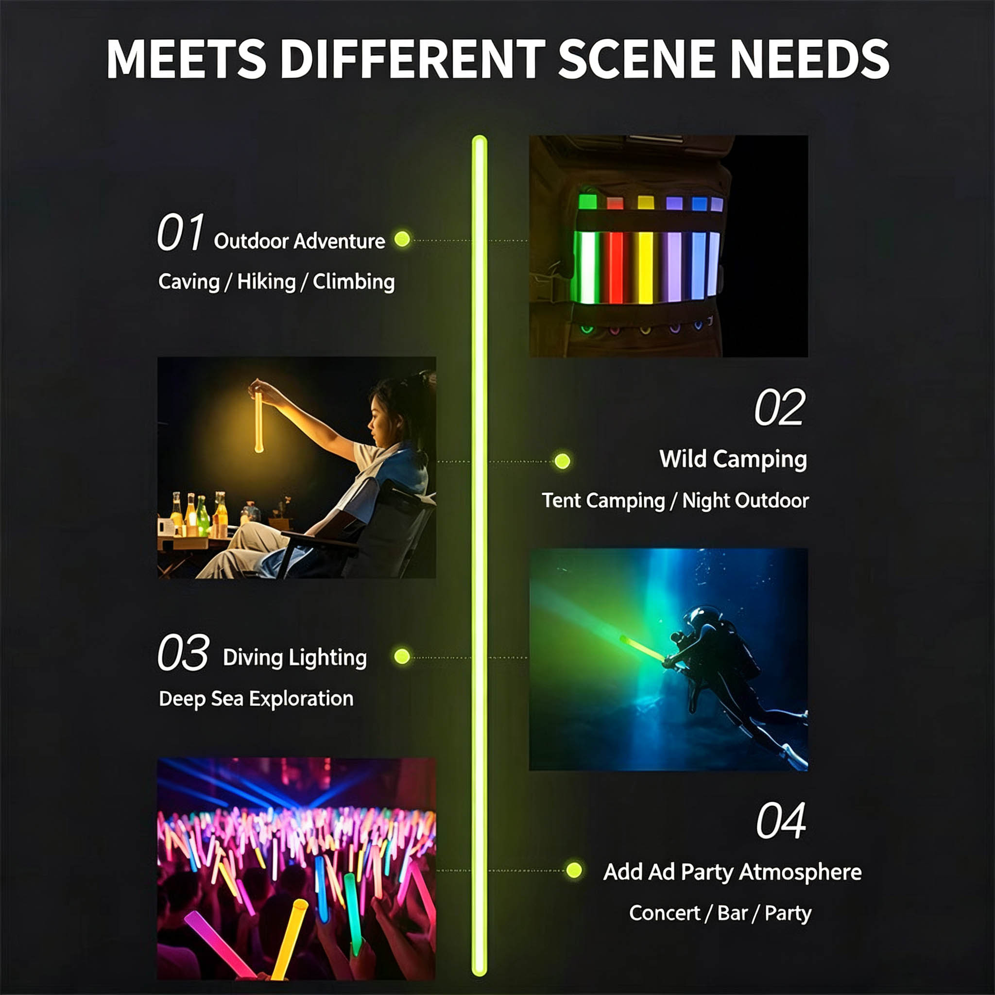 6インチ戦術用グローイングスティック、緊急時サバイバル用、長 - Glow Sticks Survival のレビューと価格