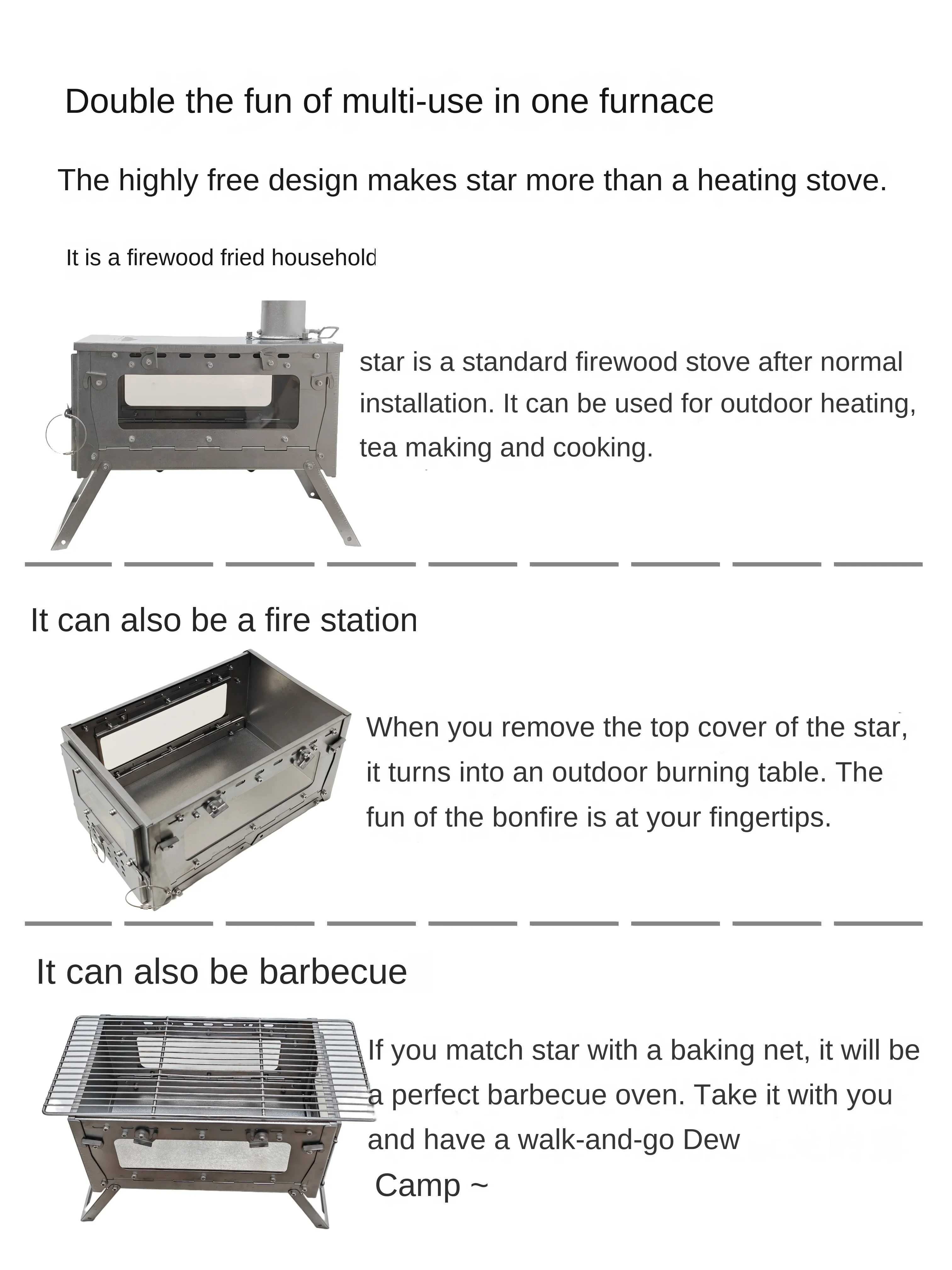 Wt star-tiチタン合金折りたたみ薪ストーブ,ストーブ - Outdoor Camping Wood Stove のレビューと価格