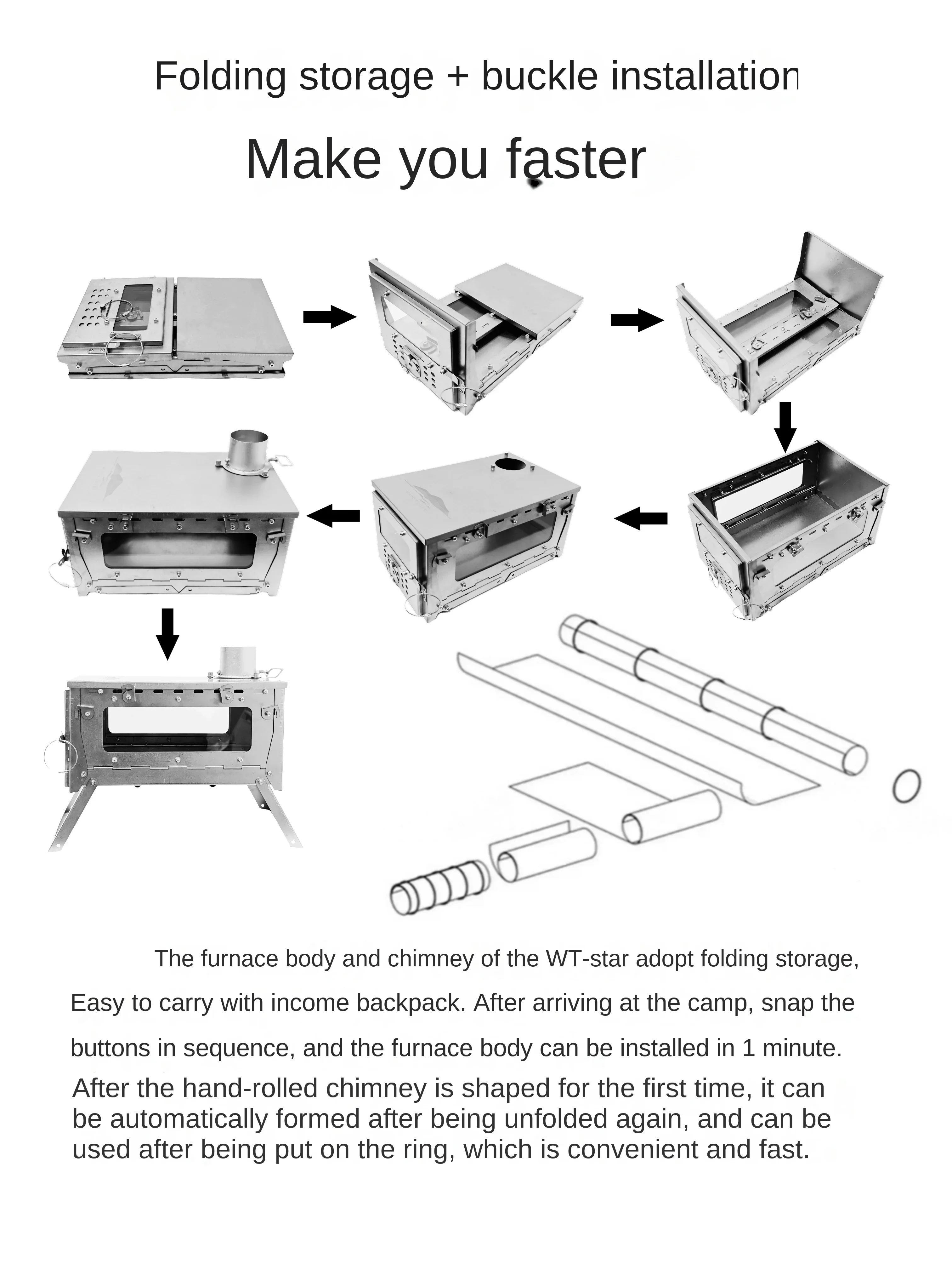 Wt star-tiチタン合金折りたたみ薪ストーブ,ストーブ - Outdoor Camping Wood Stove のレビューと価格