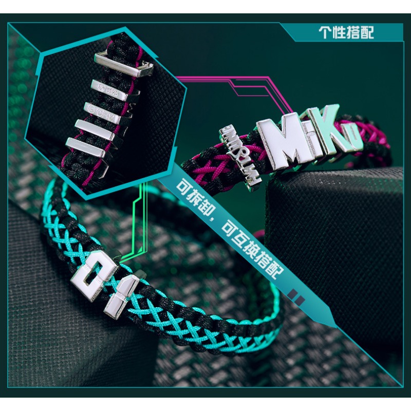 初音ミク アニメ ハンドロープ ラッキーストーン付き 2D  - Paracord Bracelet のレビューと価格