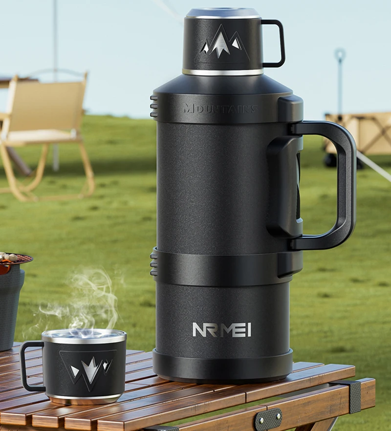 折りたたみハンドル付きステンレス製大容量魔法瓶、屋外用携帯真 - Vacuum Insulated Flask のレビューと価格